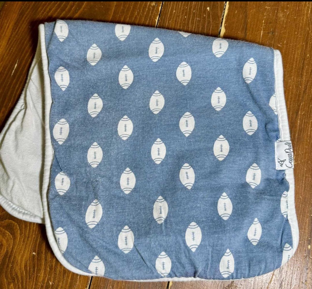 Copper Pearl Football Print Burp Cloth
