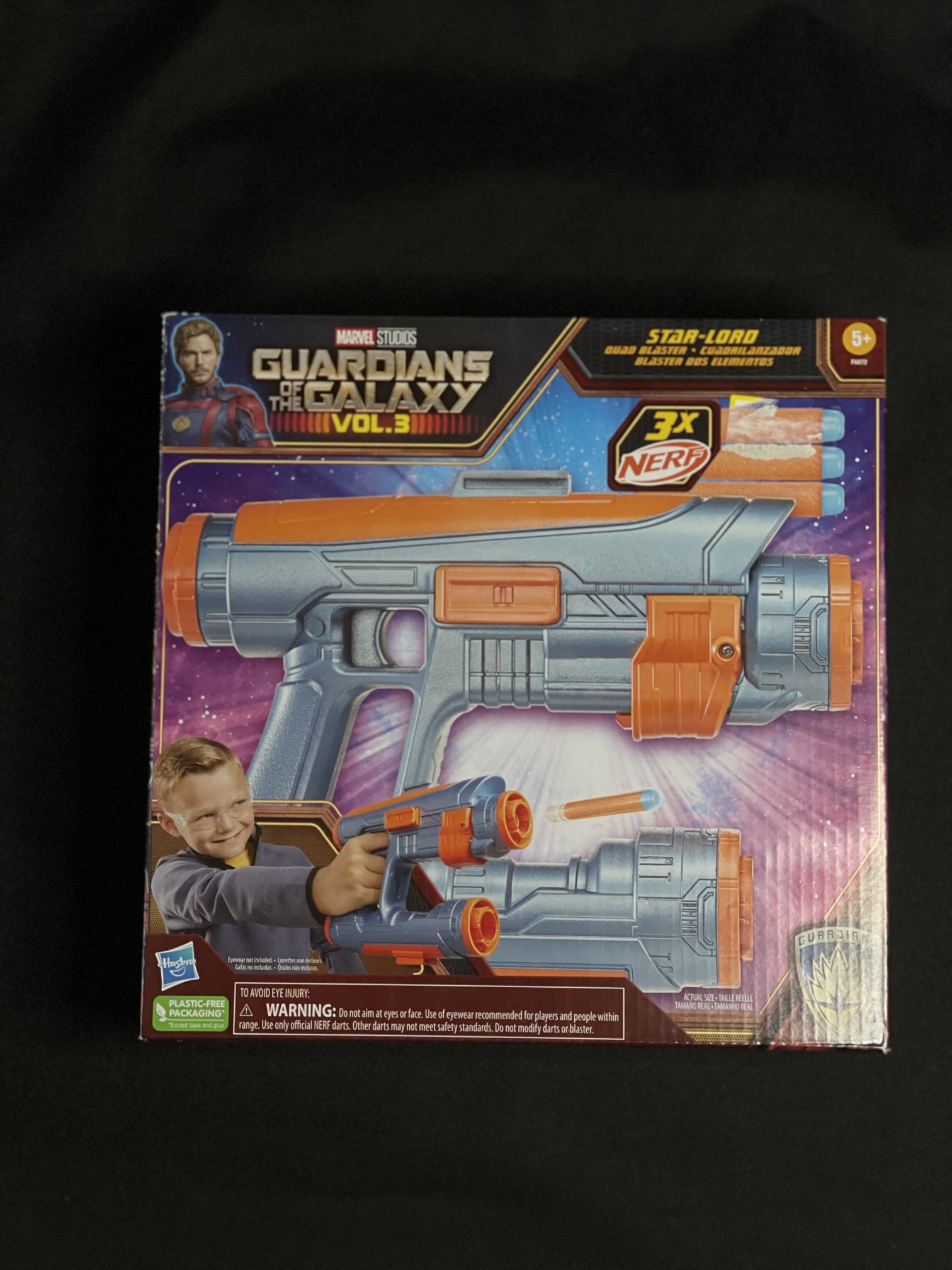 Marvel Studios' Guardians of The Galaxy Vol. 3 Nerf Star-Lord Quad Blaster, Great for Kids Halloween Costume, 3 Nerf Darts, Role Play Super Hero Toys,
