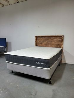 Full Size Bed Set. Rustic Farmhouse Style  Cama Matrimonial Completa Estilo Rústico