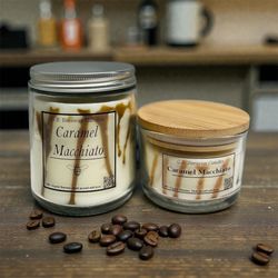 Handmade Caramel Macchiato Beeswax Candle - Gourmet Coffee Scent