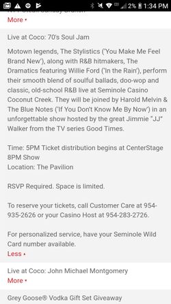 2 TICKETS 70'S SOUL JAM TONIGHT F5 AND 2 more JOHN MONTGOMERY TICKETS /18