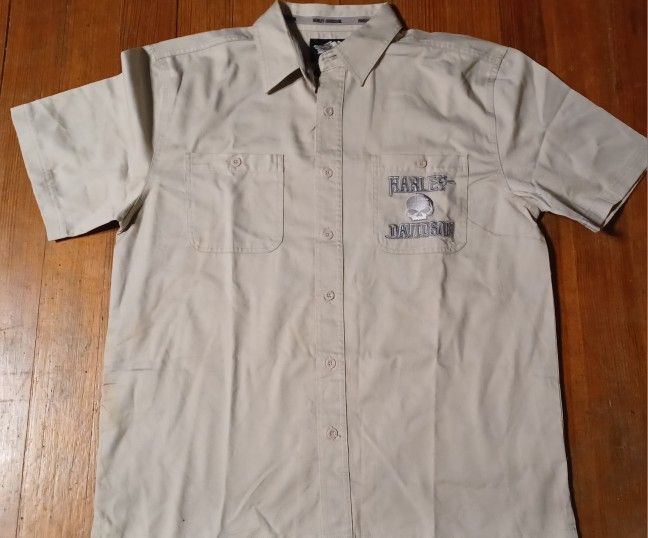 Harley Davidson Men's Size Large Collared Short Sleeve Shirt Stitched