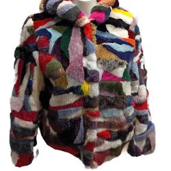 Mink Jacket Genuine Natural Multicolor Dyed Fur