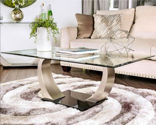 Glass Coffee Table in Silver and Black