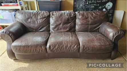 Brown leather couch