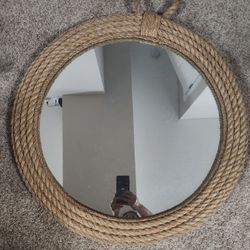 NEW Jute Rope Room Wall Mirror Small Twisted Rope Entryway Mirror with Handle