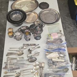 Lots Of Silver Plate Silverware And Other Items