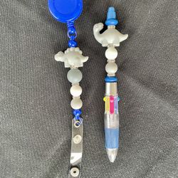 Badge Reel With Matching Pen, Medical Uniform Accessories, Valentine’s Day Gift