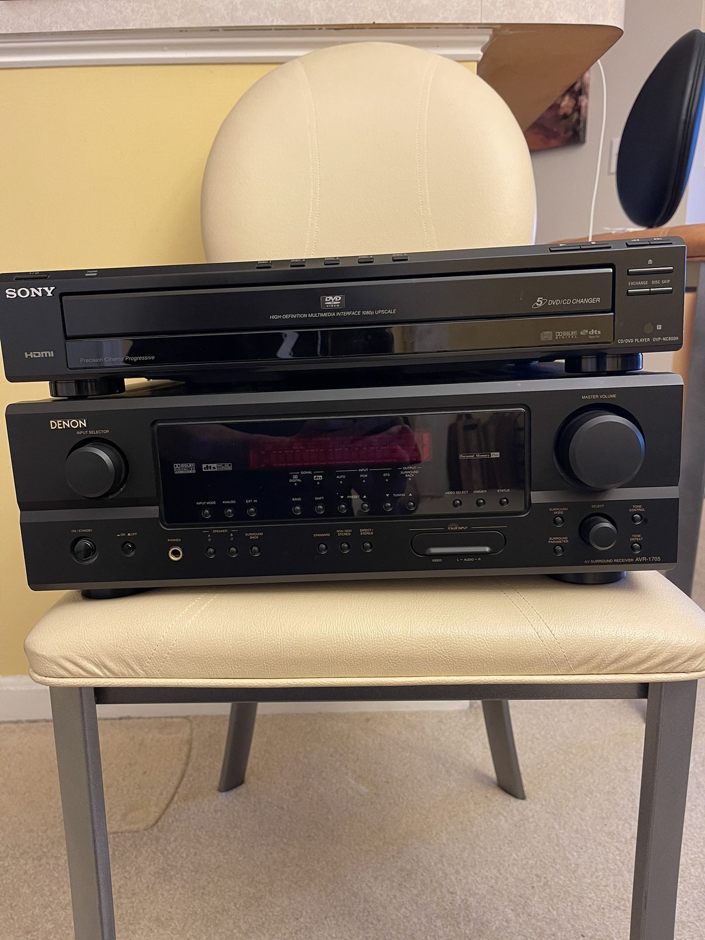 Denon Receiver & Sony 5 DVD/CD Player 