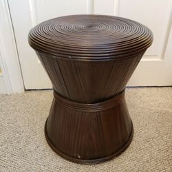 Rattan and Wicker Stool Accent Table