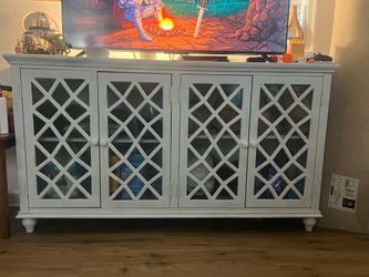 Large 4-Door White Entertainment Center