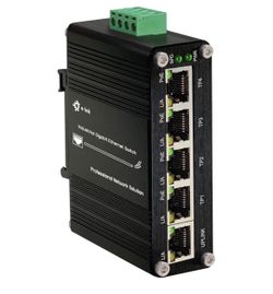 Mini Industrial 5 Ports Gigabit PoE Switch - Hardened RJ45 10/100/1000Mbps 802.3at 30W/Port Ethernet Din Rail Mount PoE+ Unmanaged 10Gbps Switching Ca