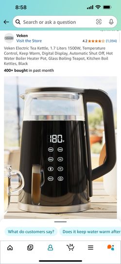 Veken Electric Tea Kettle, 1.7 Liters