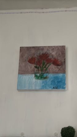 Red roses flowers painting