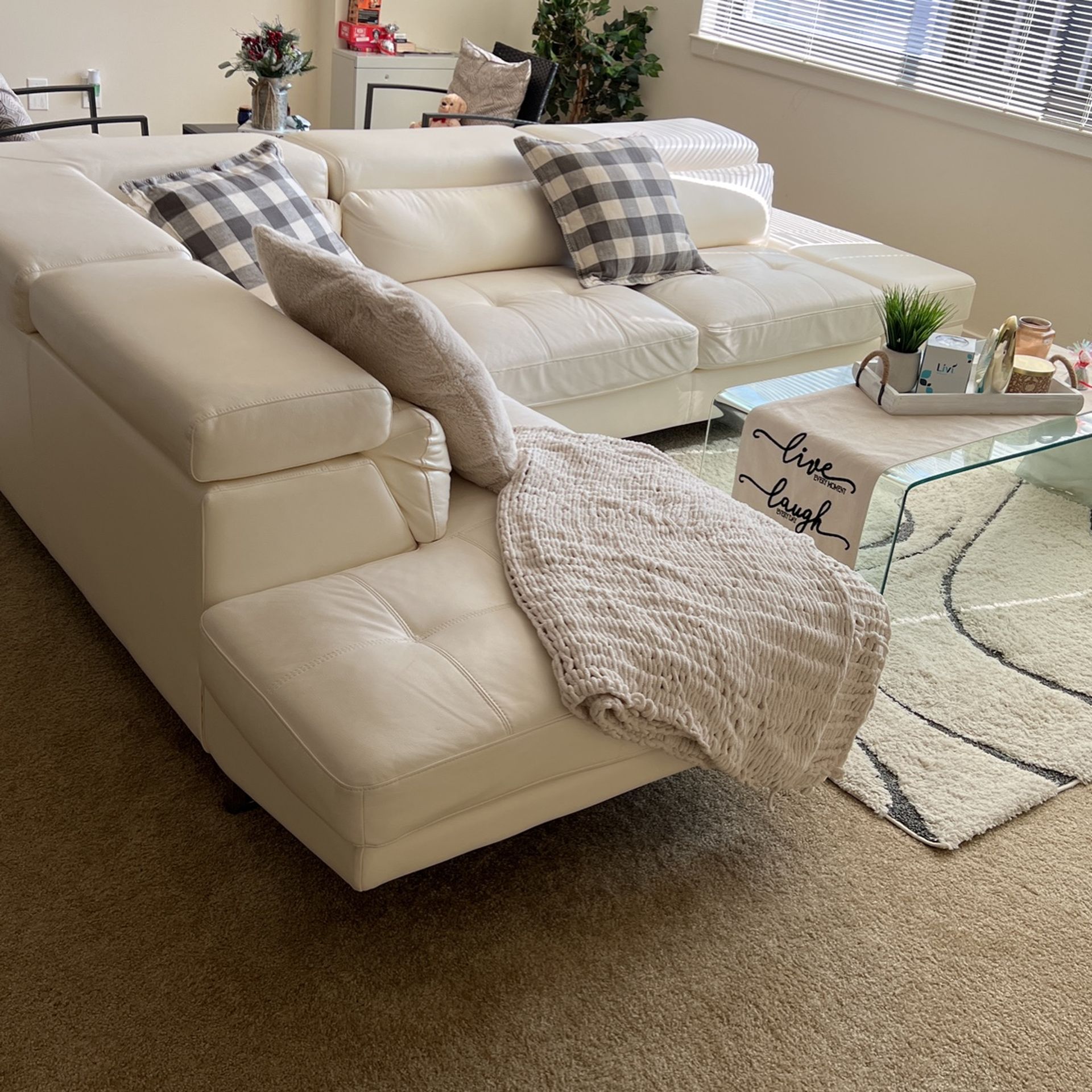 White Leather Sectional Couch