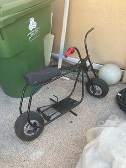 Mini bike frame with wheel and seat