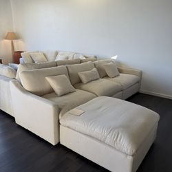 Cloud Slim Modular Sofa Chaise – 4 Seat Sectional w/ Reversible Ottoman – NEW + Free Delivery