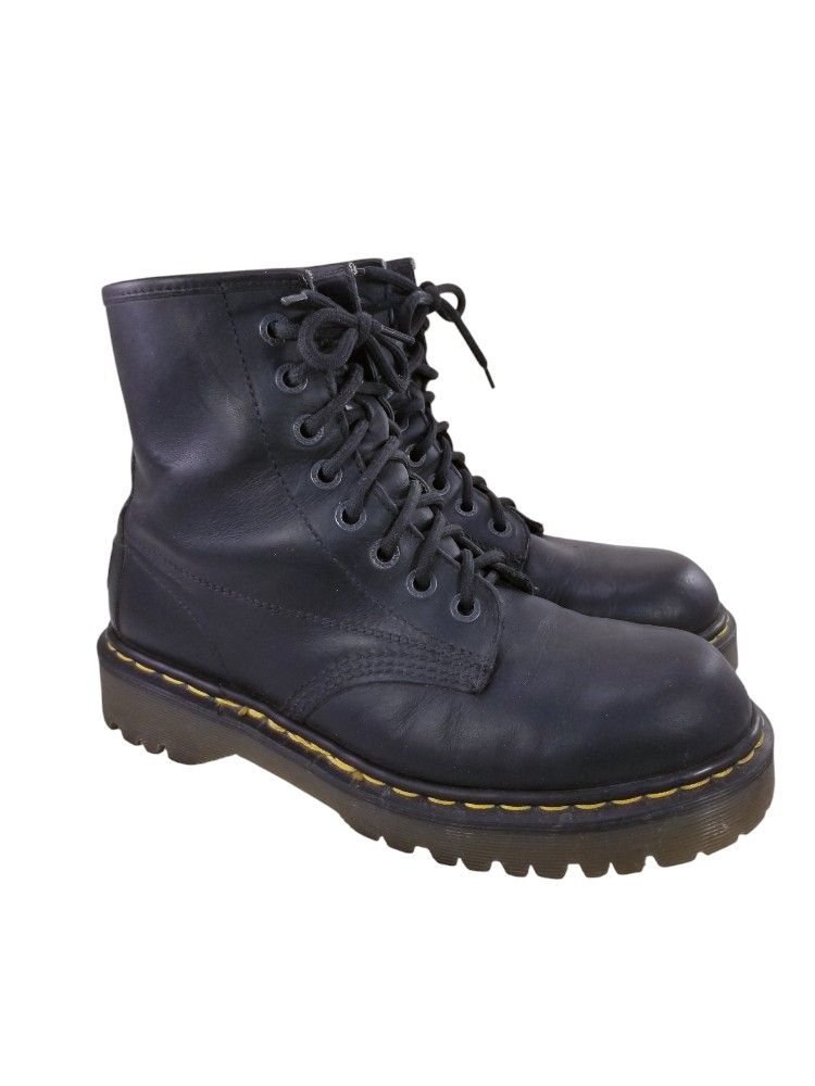 MADE IN ENGLAND VINTAGE DR MARTENS MAN BOOTS BLACK LEATHER