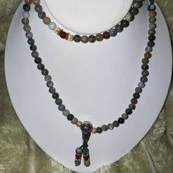 Vintage Multi Gemstone Stretch Necklace- 30"