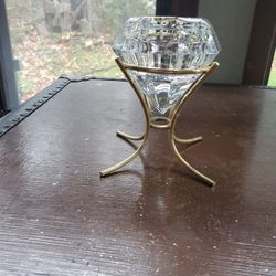 Partylite Crystal Diamond Solitaire Shaped Votive/Tealight Candle Holder