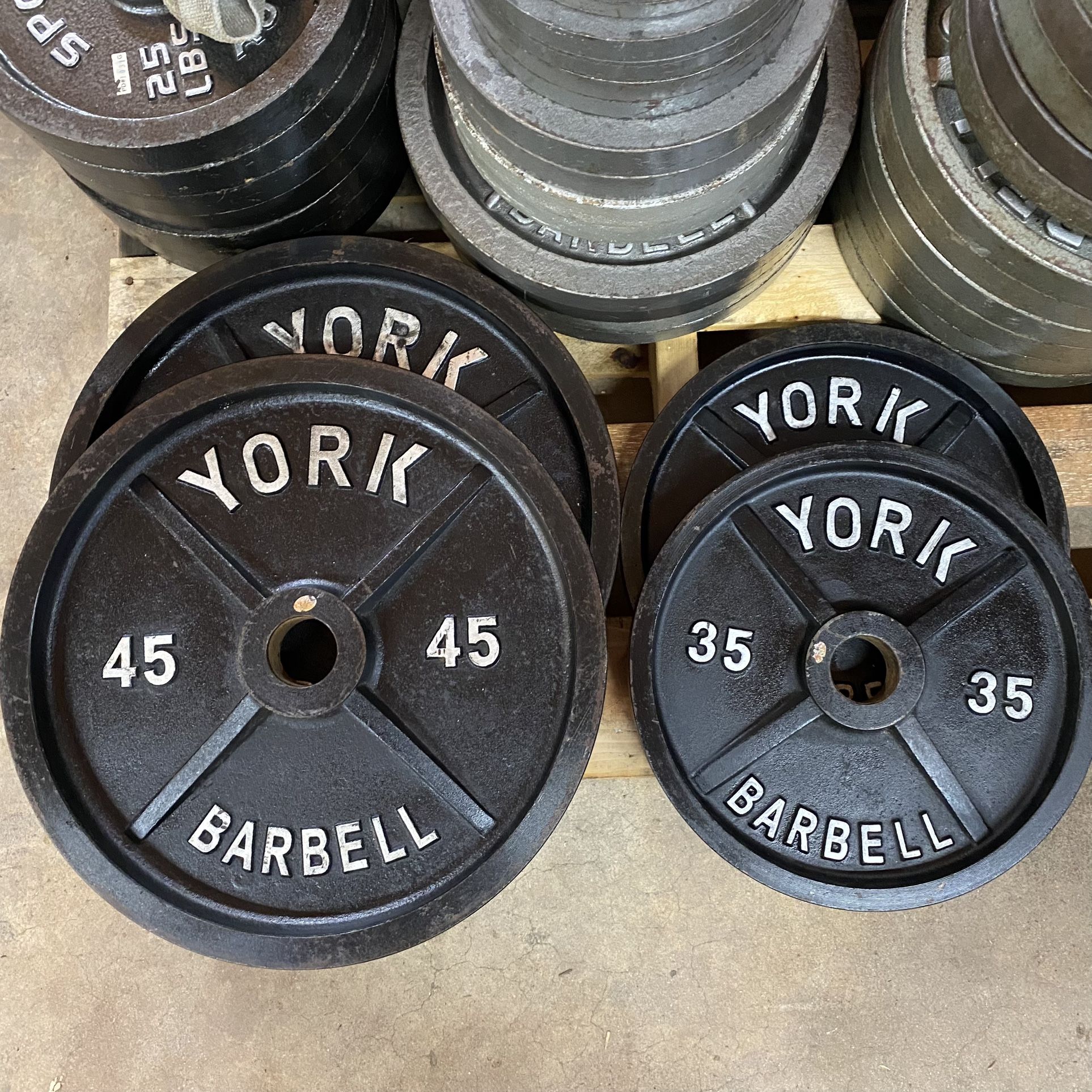 160 Lb Set Of York Olympic Weight Plates- Commercial Gym Equipment