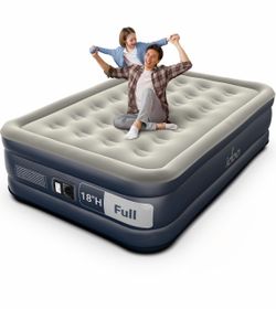 iDOO Air Mattress Full with Built in Pump, 18" Raised Blow up Bed Inflatable Mattress, Fast Inflation, Advanced Air Coil Support, 650 lbs, Waterproof,