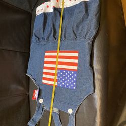 Red white and blue flag Dog Dress. Size  XL
