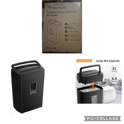 12-Sheet Cross Cut Paper Shredder, 5.5 Gal Home Office