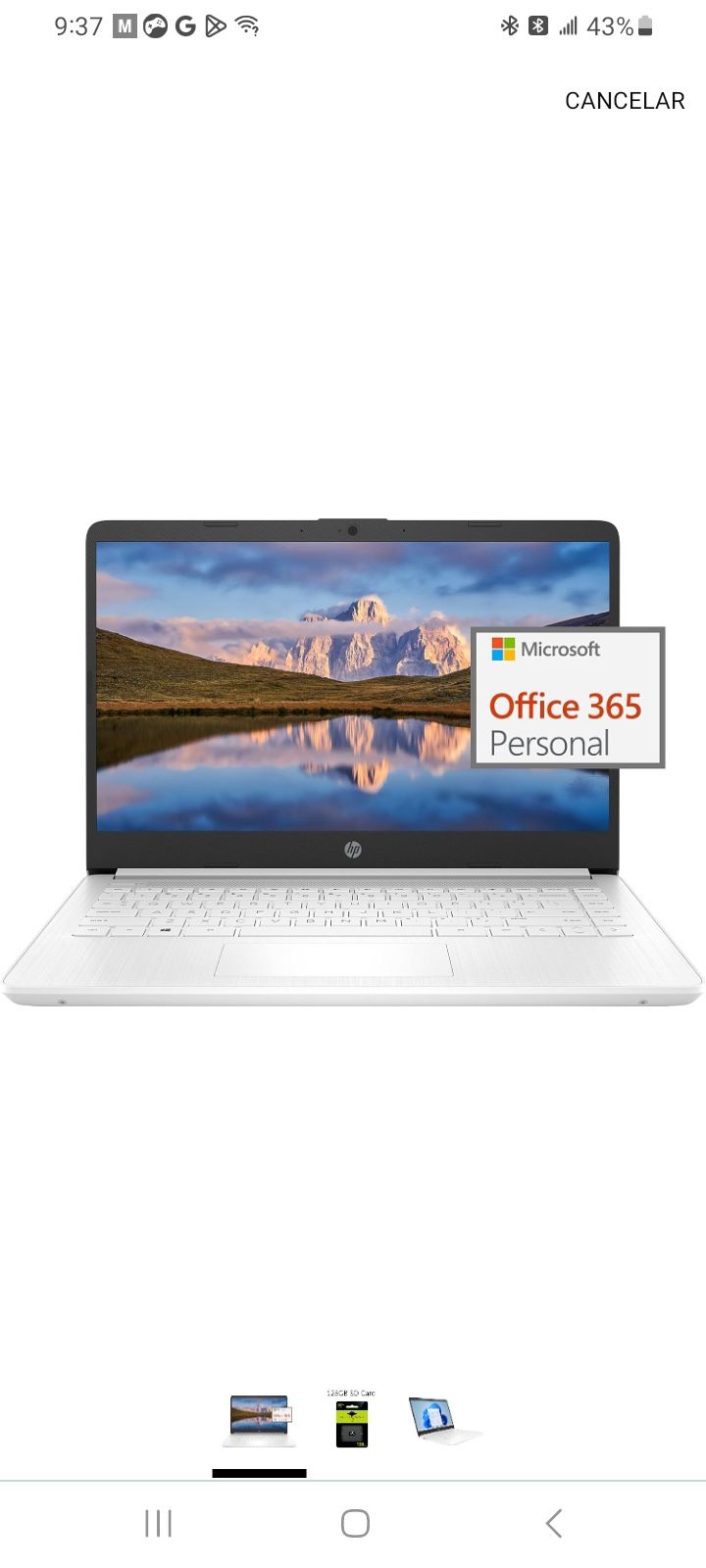 Hp Laptop White 64gb EMMC 4gb Sodimm Ddr4 Sdram 14.0” HD LED NEW