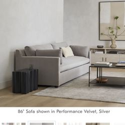 West Elm Marin Couch In Gray Velvet
