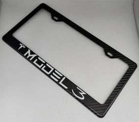 BRAND NEW TESLA MODEL 3 100% Real Carbon Fiber License Plate Frame Tag Cover Original 3K