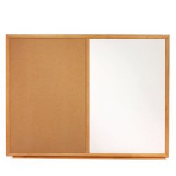 Standard Combination Whiteboard/Cork Bulletin Board, 3' x 2', Oak Finish Frame