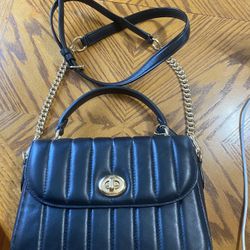 Black Leather Coach Purse Bag Satchel 