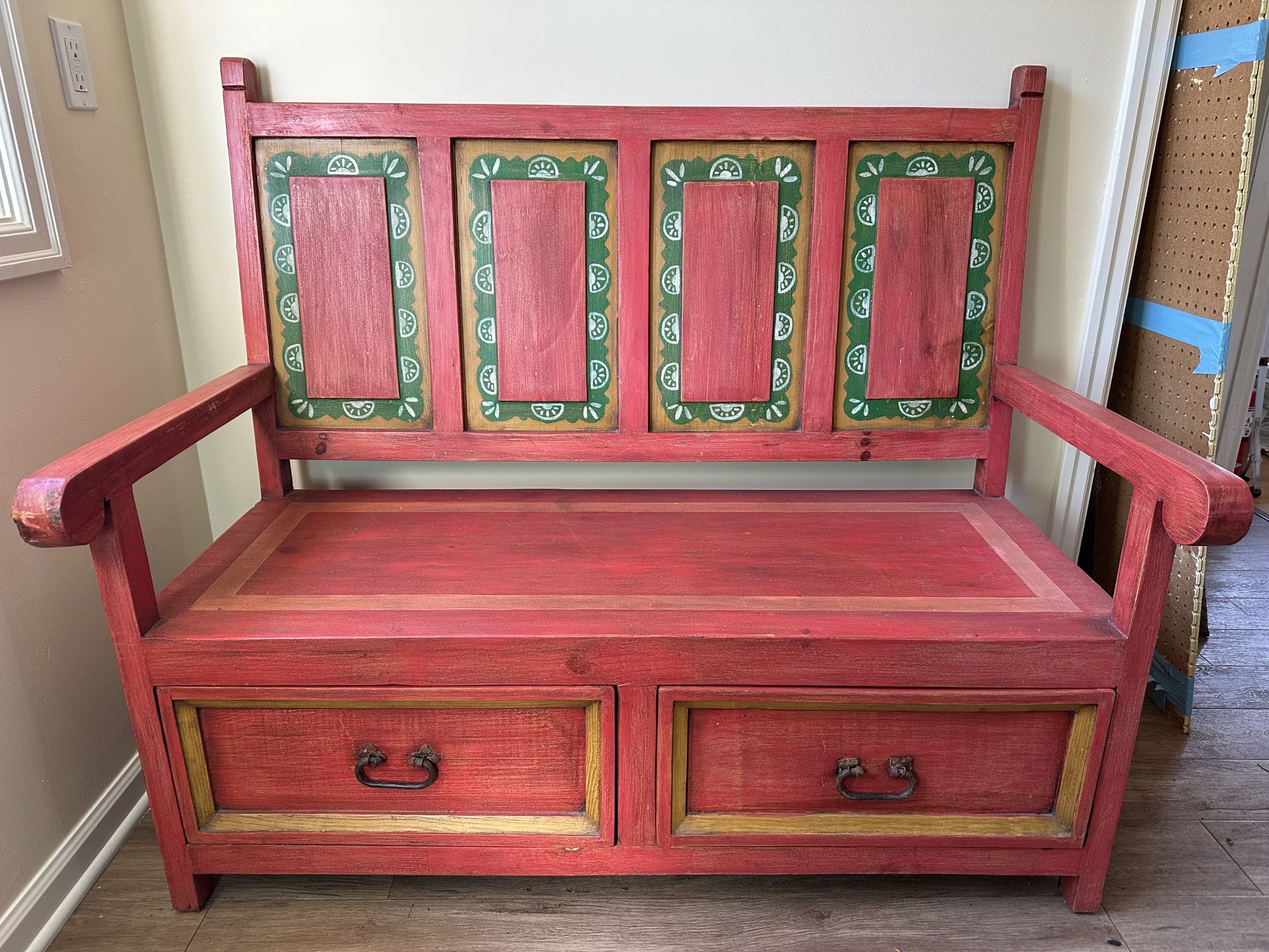 Colorful Rustic Mexican Bench