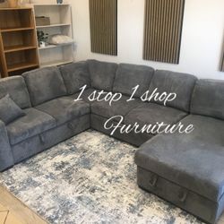 4-Pc Corduroy Sectional Sofa Set (Carpet Included & On Display)