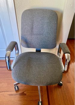 Gray Fabric Office Chair with Chrome Arms