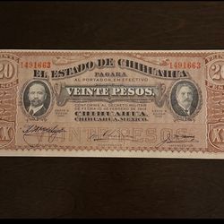 20 Pesos Mexico 1915 “Estado De Chihuahua” Bank Note