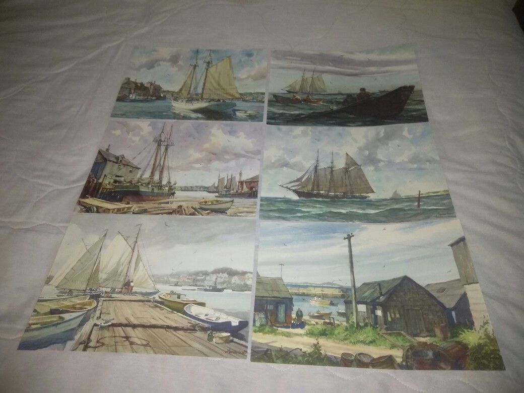 Gordan Grant Water Colors Set of 6 Nautical Marine Time Water Color Prints by Maritime Artist GORDON GRANT BRAND NEW Undisplayed Print Set Art