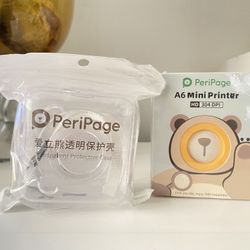 Peripage A6 Mini Bluetooth Portable Thermal Printer 304DPI New Yellow & Case