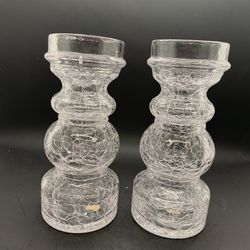 Italian Crackle Glass Vases
