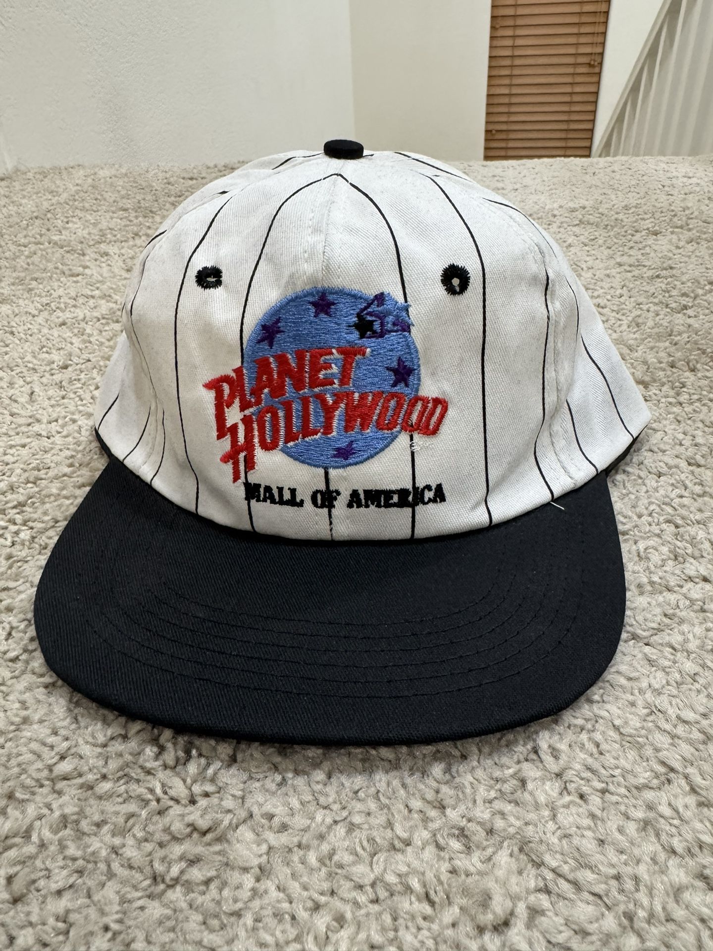 Vintage 90s Planet Hollywood Mall Of America Pinstripe Snapback Cap 