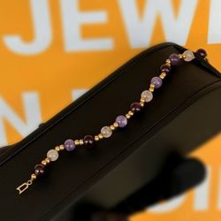 Jewelry 14k solid gold macaron  bracelet 6.25” 7.00mm 6.70g