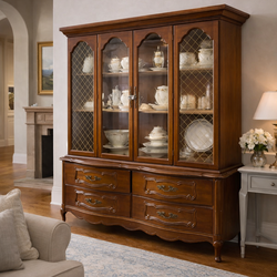 Solid Wood China Cabinet / Hutch – Glass Display & Storage