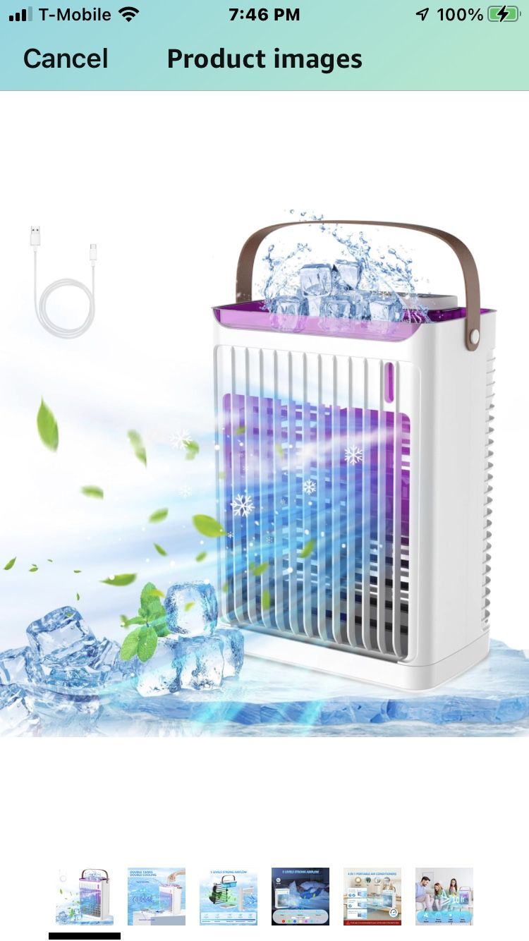 Portable Air Conditioners, Personal Mini Air Cooler Cooling Fan with 5 Wind Speeds, 680ml Evaporative Air