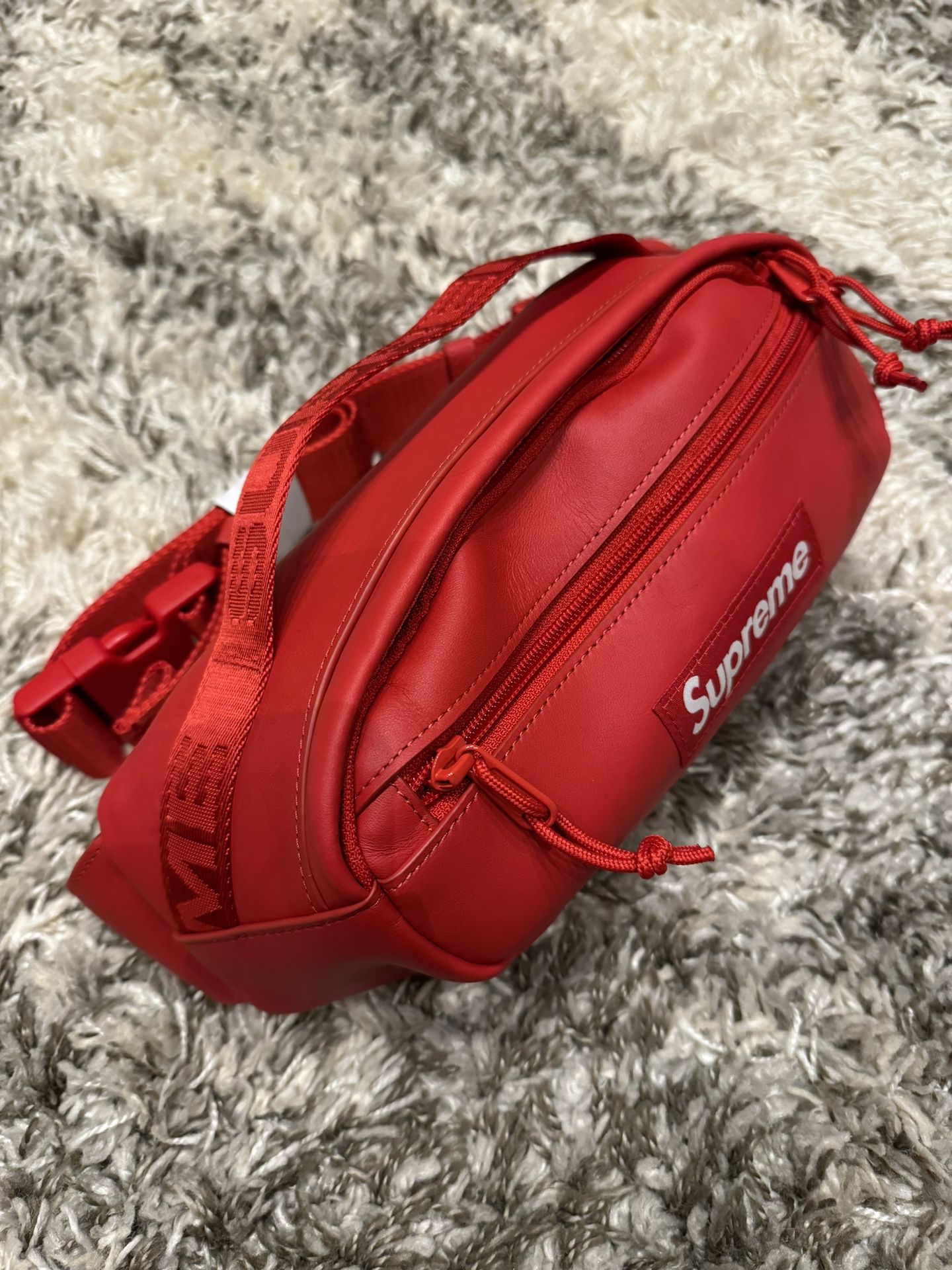 Supreme FW23 Red Leather Waist Bag 