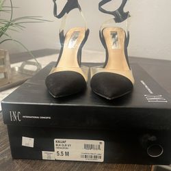 INC Black Clear Suede Pump