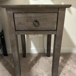 *Moving Sale* Wood Bedside Table - Brushed Dark Gray/Brown Color