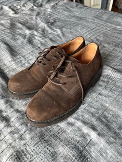 G.H. Bass Brasserie brown suede leather derby shoes.