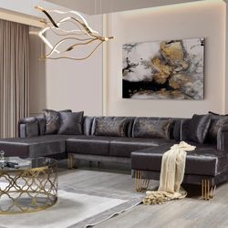 Santana Grey Velvet Sectional Brand New In The Box Special Sale $1499