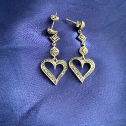 Marcasite Heart Earrings